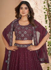 Slick Looking Wedding Lehenga Choli in Maroon Colour